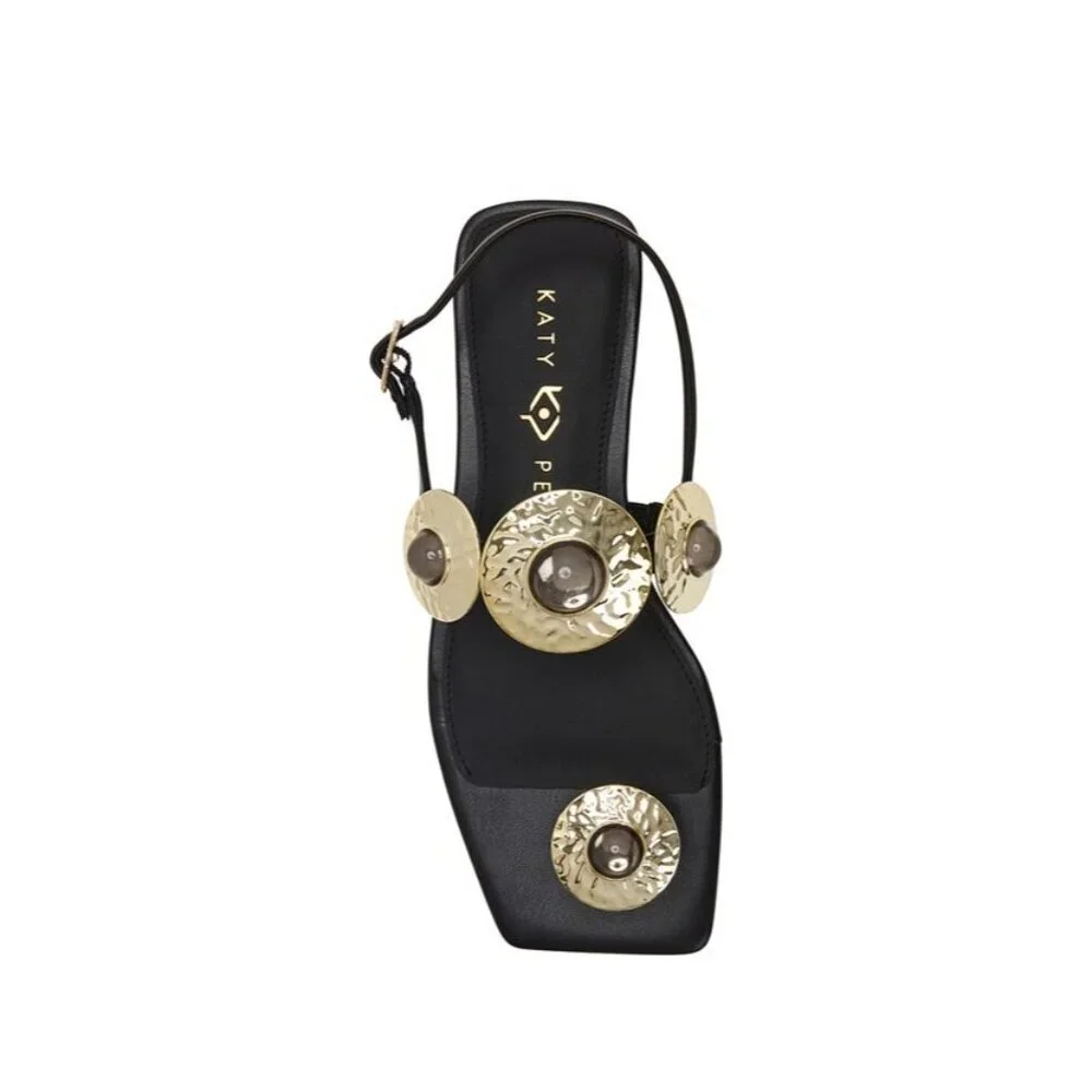 Katy Perry Women's The Camie Stone Sandal Strappy Stones Black Size 5M NIB